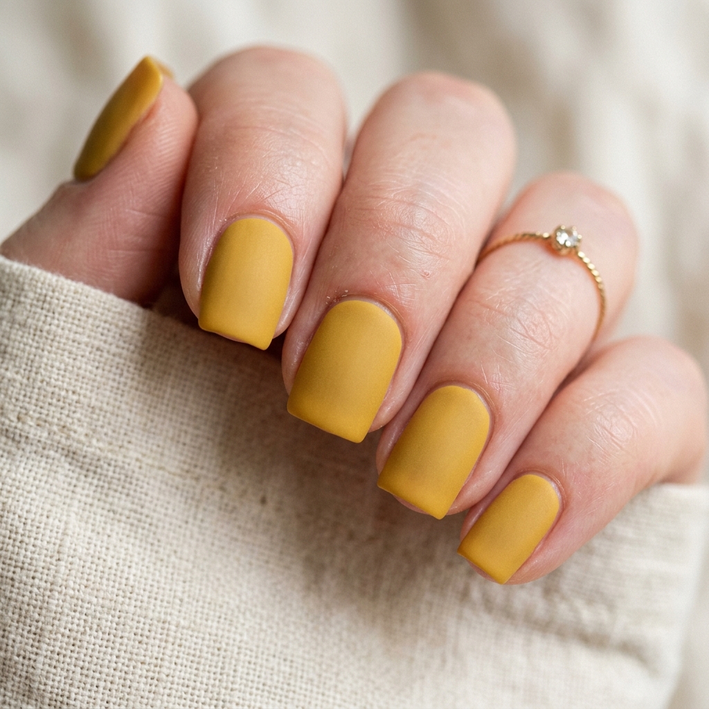 Matte Yellow Nail Idea