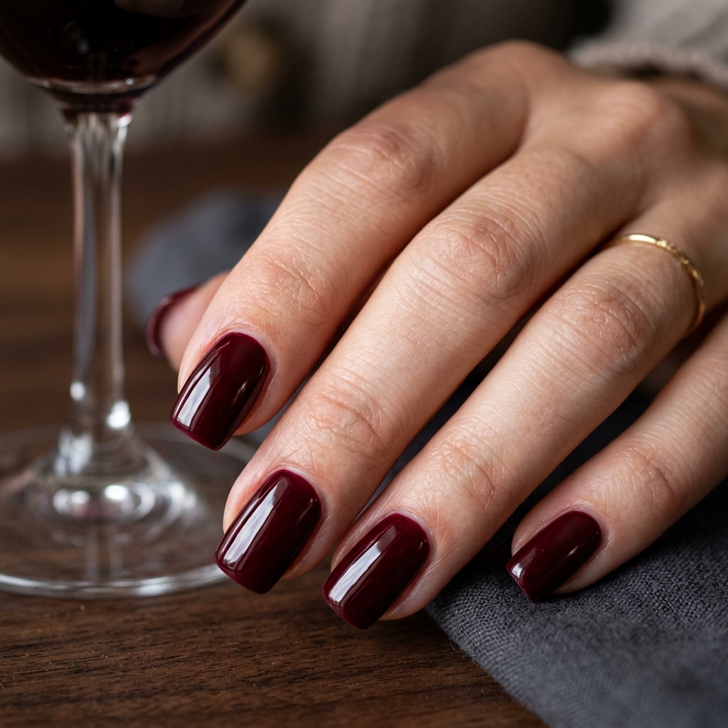 From Wine to Wine to Burgundy: 30 Dark Red Nails Ideas for Every Vibe 17 Merlot red nails glossy shine 202607122018