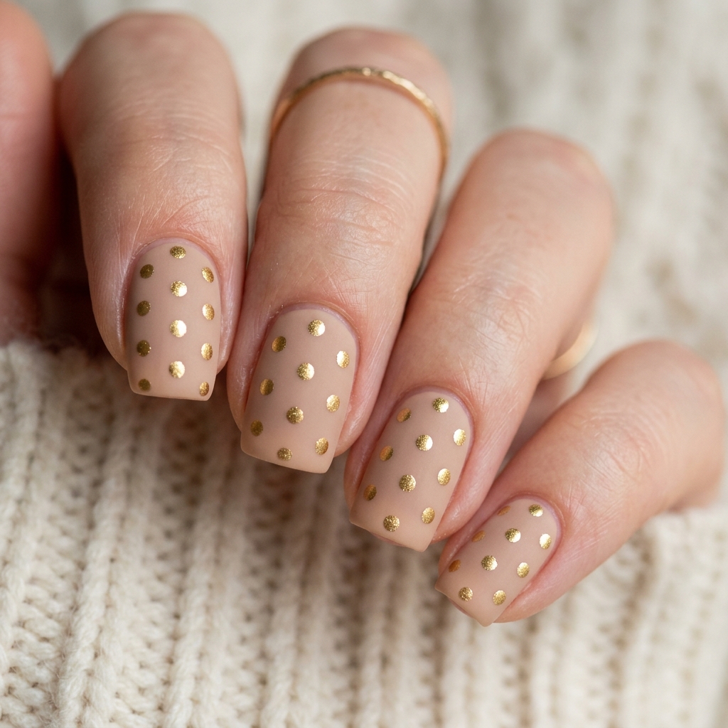 Metallic Polka Dot Nails Idea
