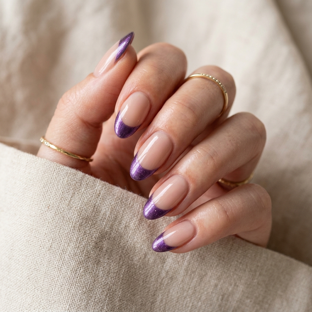 30 Purple French Tip Nails Ideas You'll Want to Save Now 10 Metallic Purple French Tip Nails Ideas