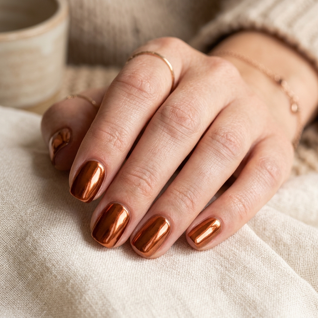 Metallic Short Gel Nails Ideas
