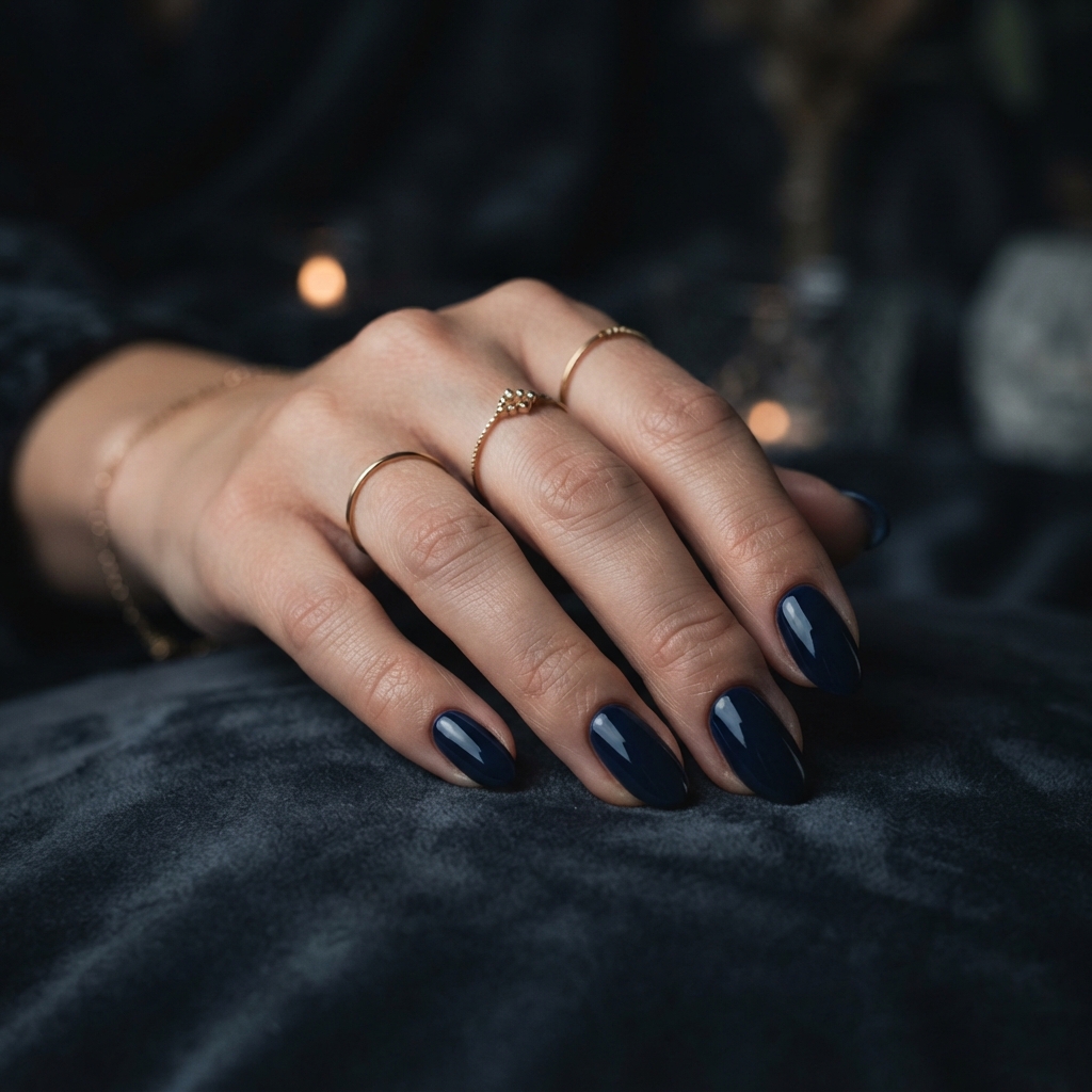 30 Winter Gel Nails Ideas You'll Want to Save 28 Midnight Blue Gel Nails Idea