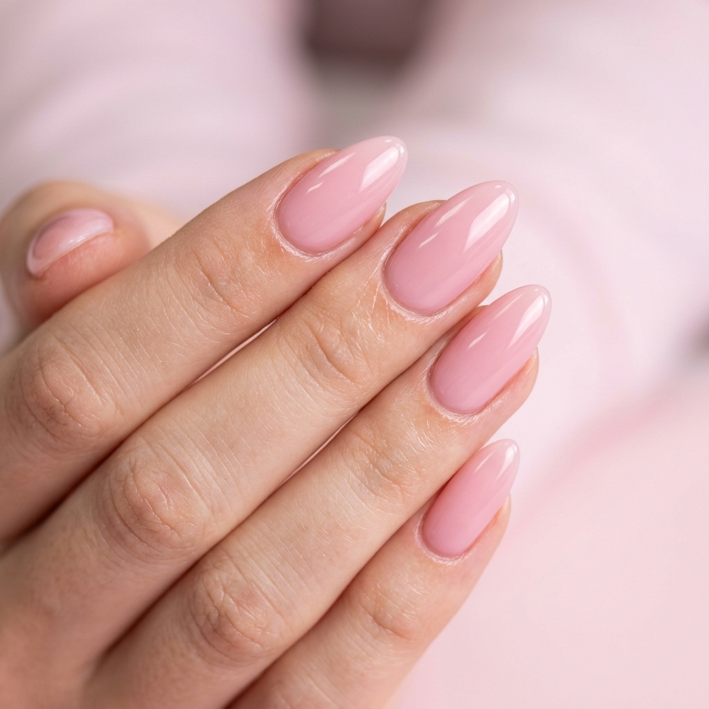 Milky Pink Almond Gel Nails Ideas