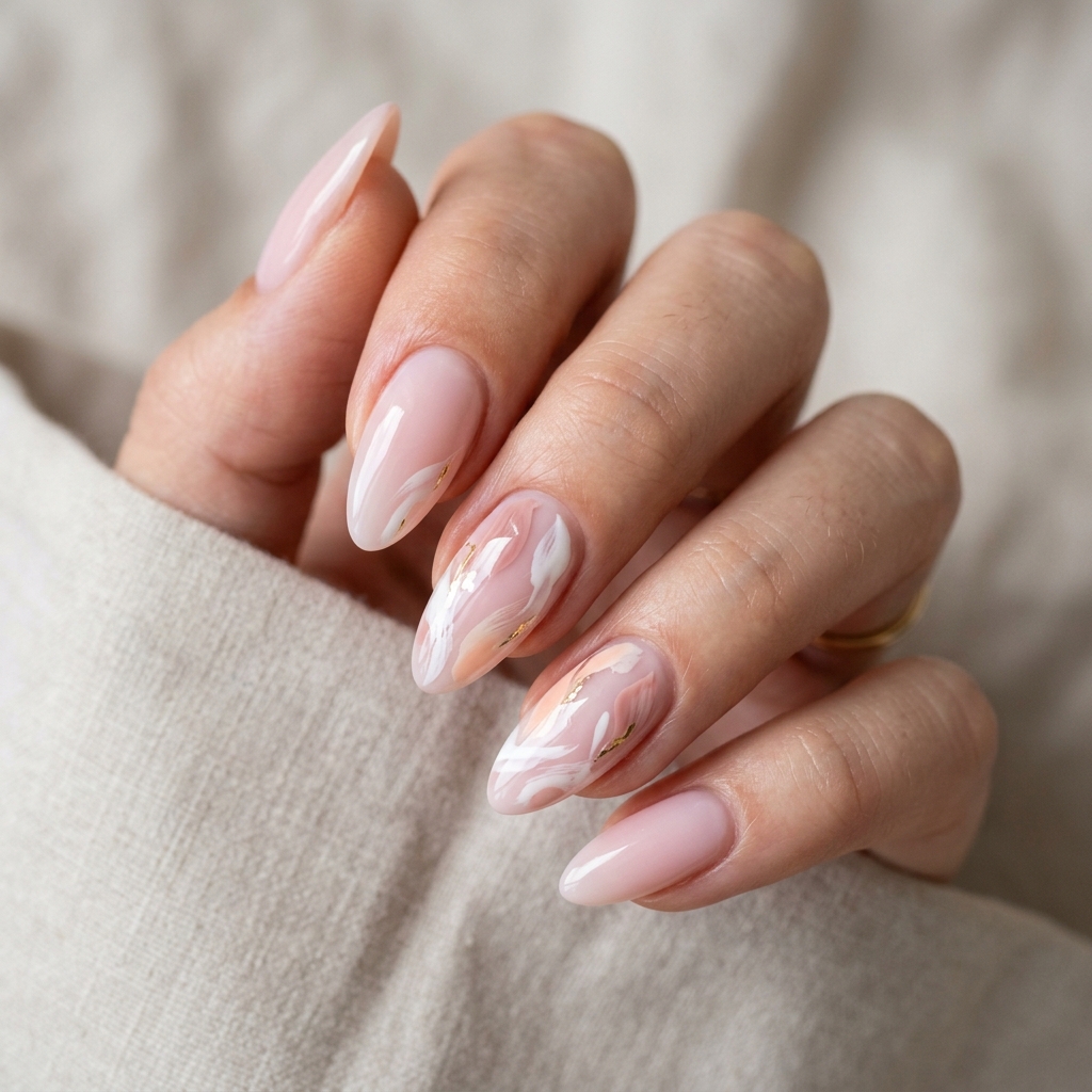Milky Pink Almond Nail Art Ideas