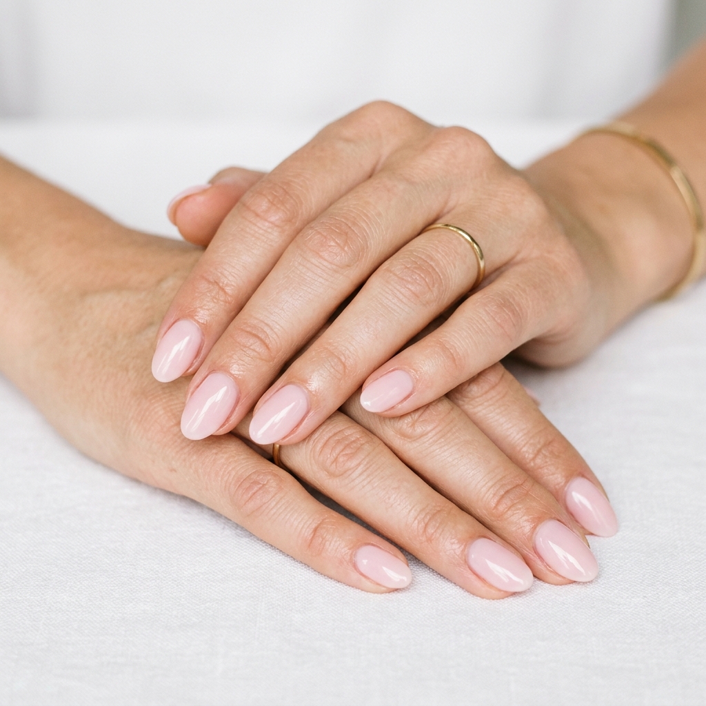 Short Milky Pink Almond Nail Ideas