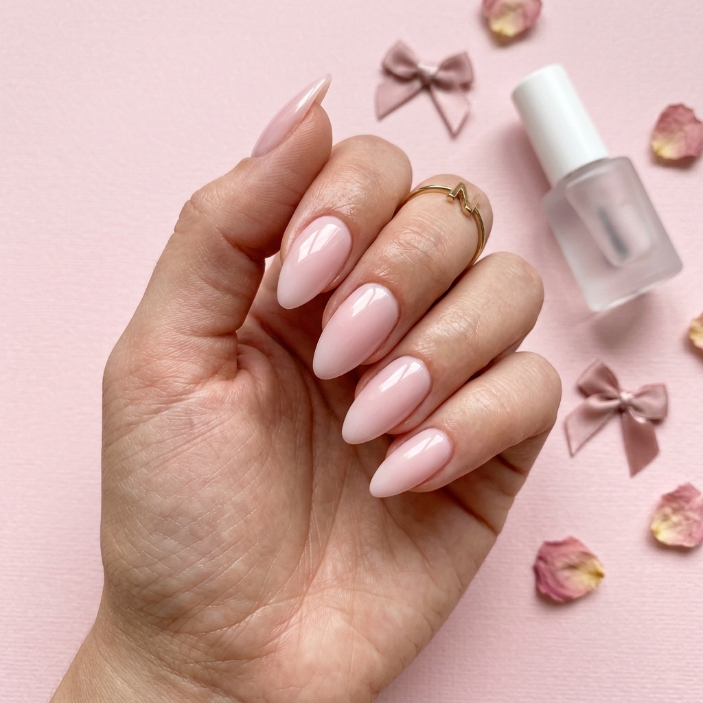 Milky Pink Almond Press On Nails Ideas