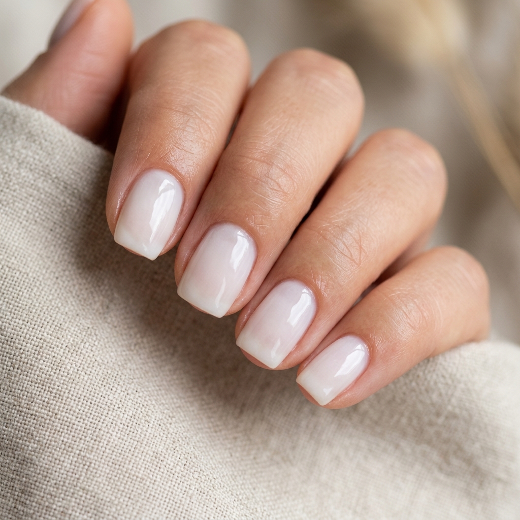 Short Acrylic Nails Round Up: 30 Stylish Looks for Every Nail Shape 4 Milky White Short Acrylic Nails Ideas