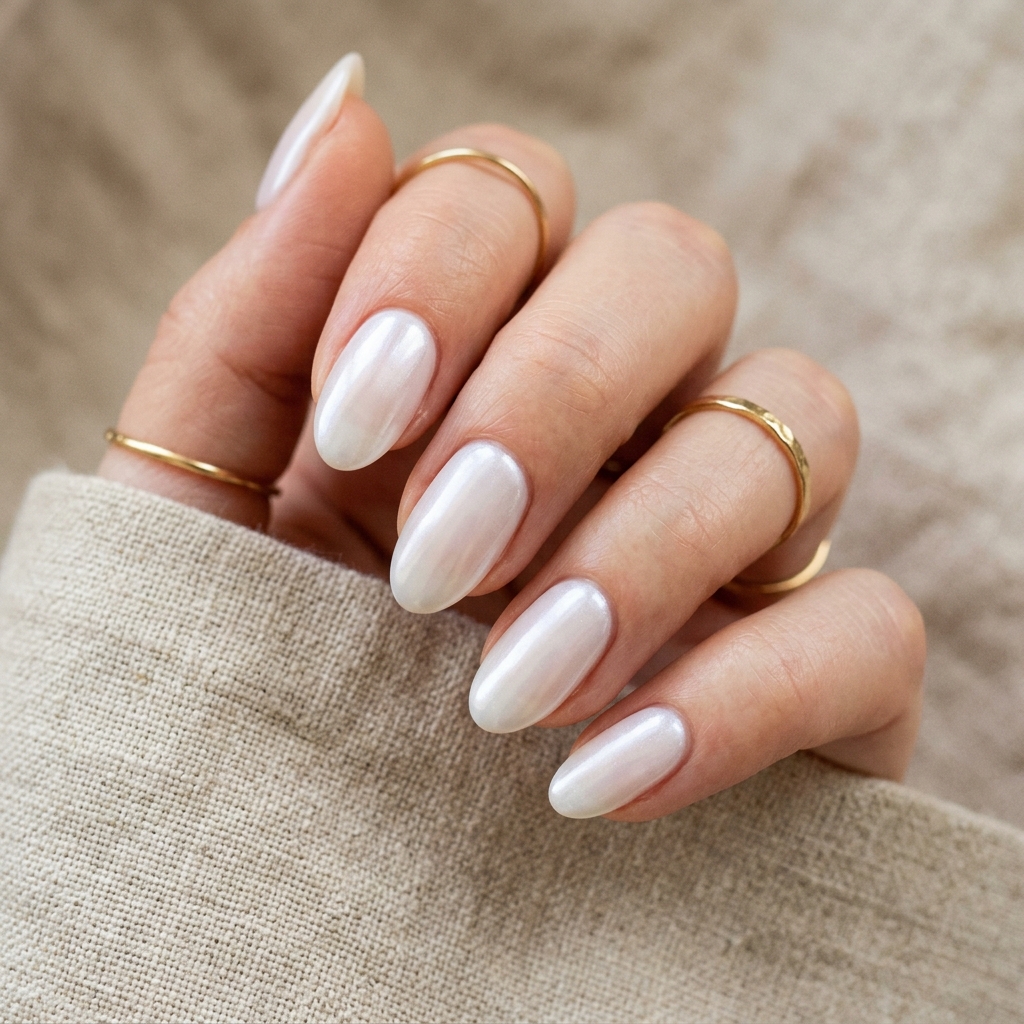White Chrome Nails Ideas 4 Milky White Chrome Nail Ideas