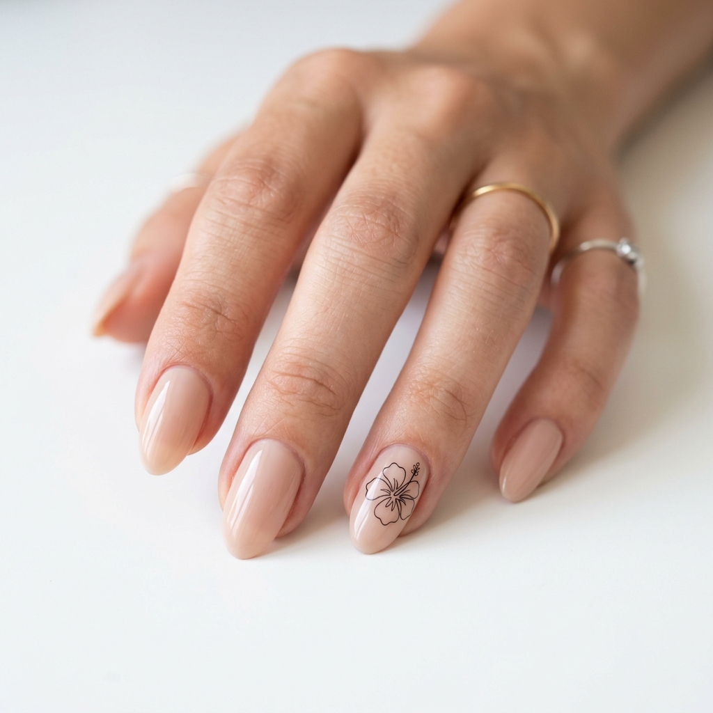 Minimalist hibiscus flower nails Ideas
