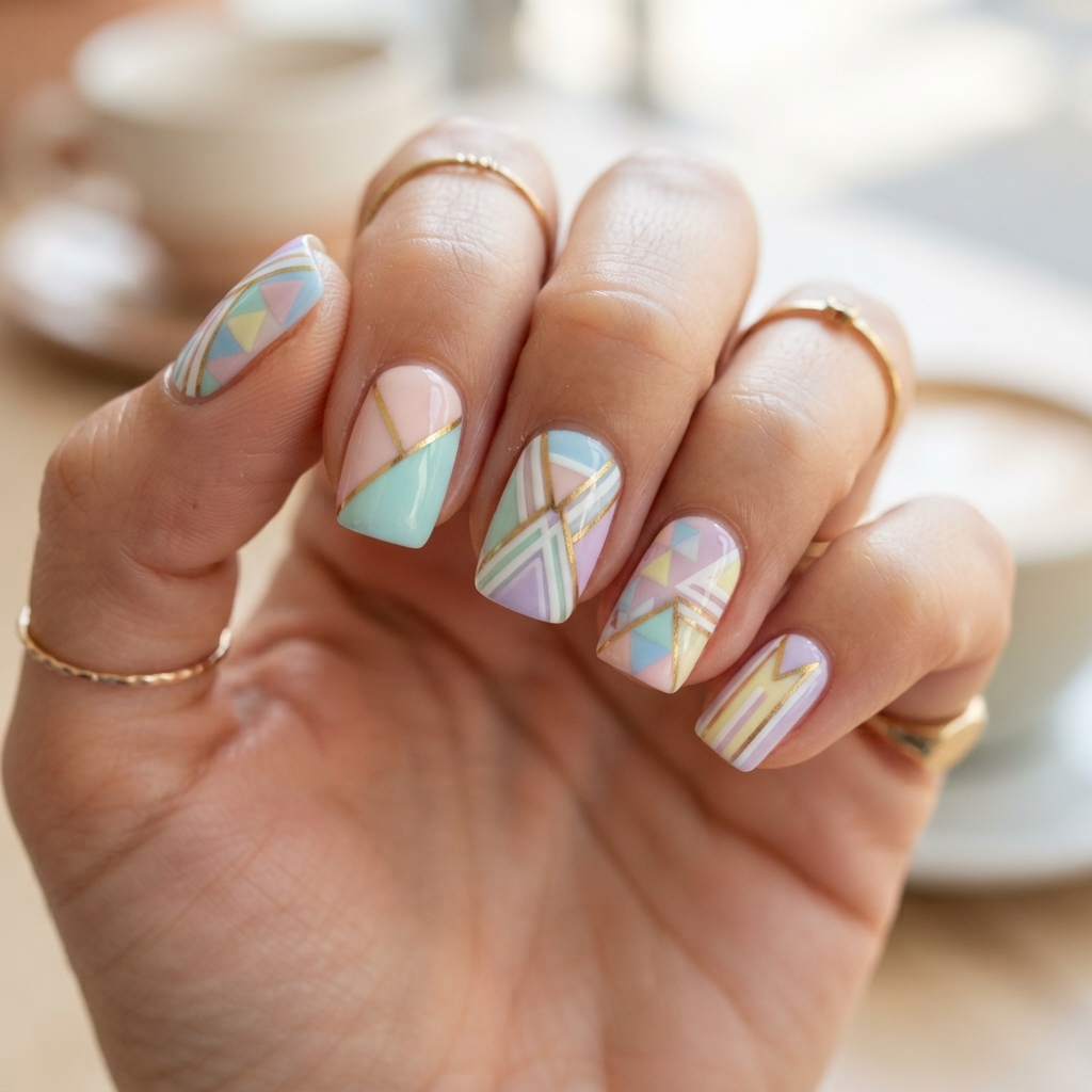 30 Pastel Spring Nails Ideas You'll Want to Pin Now 31 Multi-Pastel Geometric Nail Ideas
