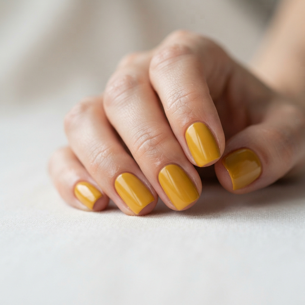 30 Cute Fall Nails Ideas for a Stylish Autumn Look 16 Mustard Yellow Cute Fall Nails Ideas