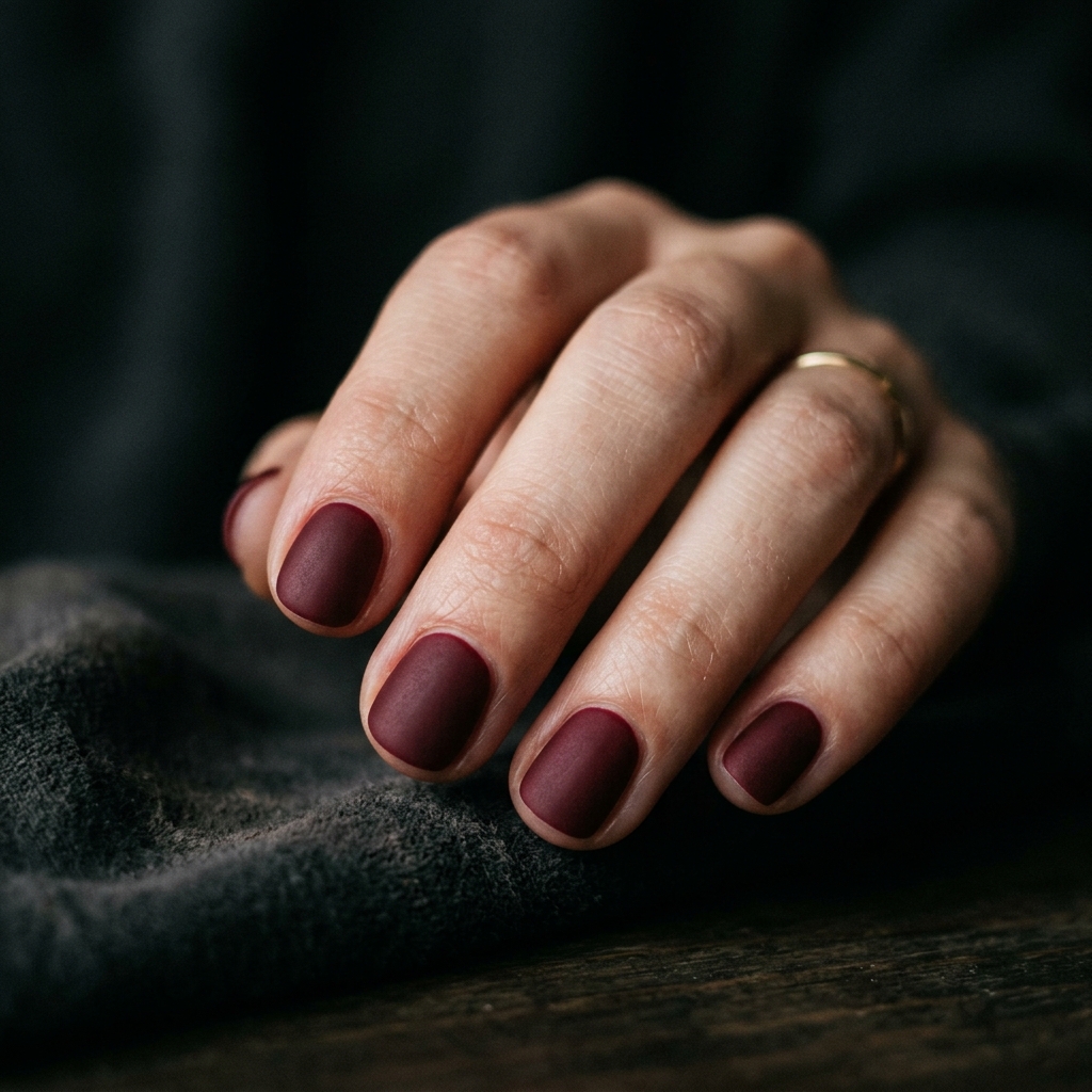 30 Short Round Nails Ideas That Bring Effortless Style to Life 6 Matte Finish Short Round Nail Idea