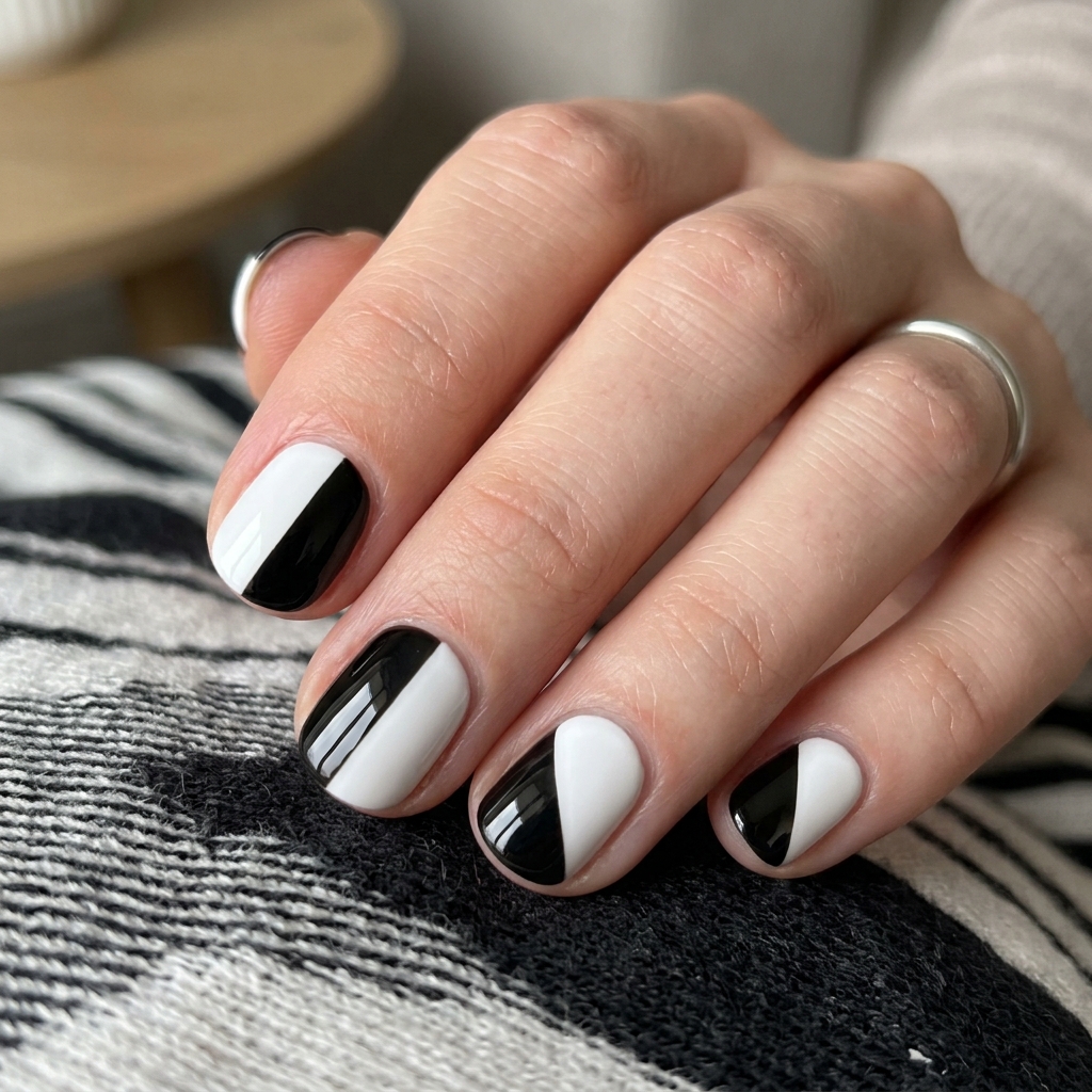 30 Short Round Nails Ideas That Bring Effortless Style to Life 20 Two Tone Short Round Nails Idea