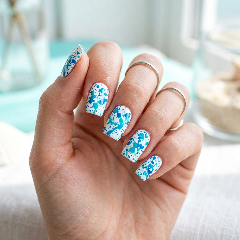 Bright Summer Nails Ideas: 30 Fun Looks to Inspire Your Next Manicure 26 Aqua Splash bright summer nails Ideas
