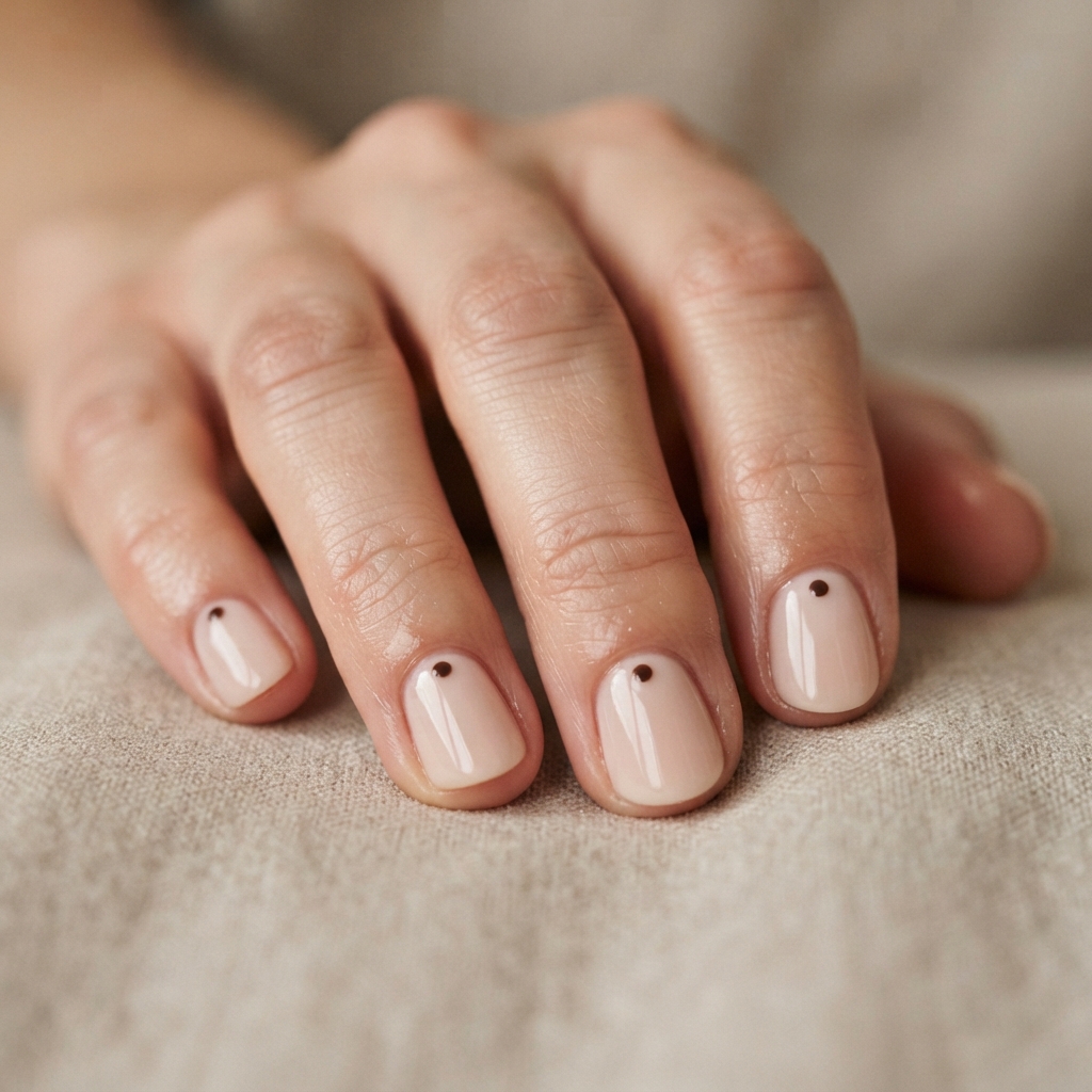 30 Short Round Nails Ideas That Bring Effortless Style to Life 31 Minimalist Dot Short Round Nail Idea