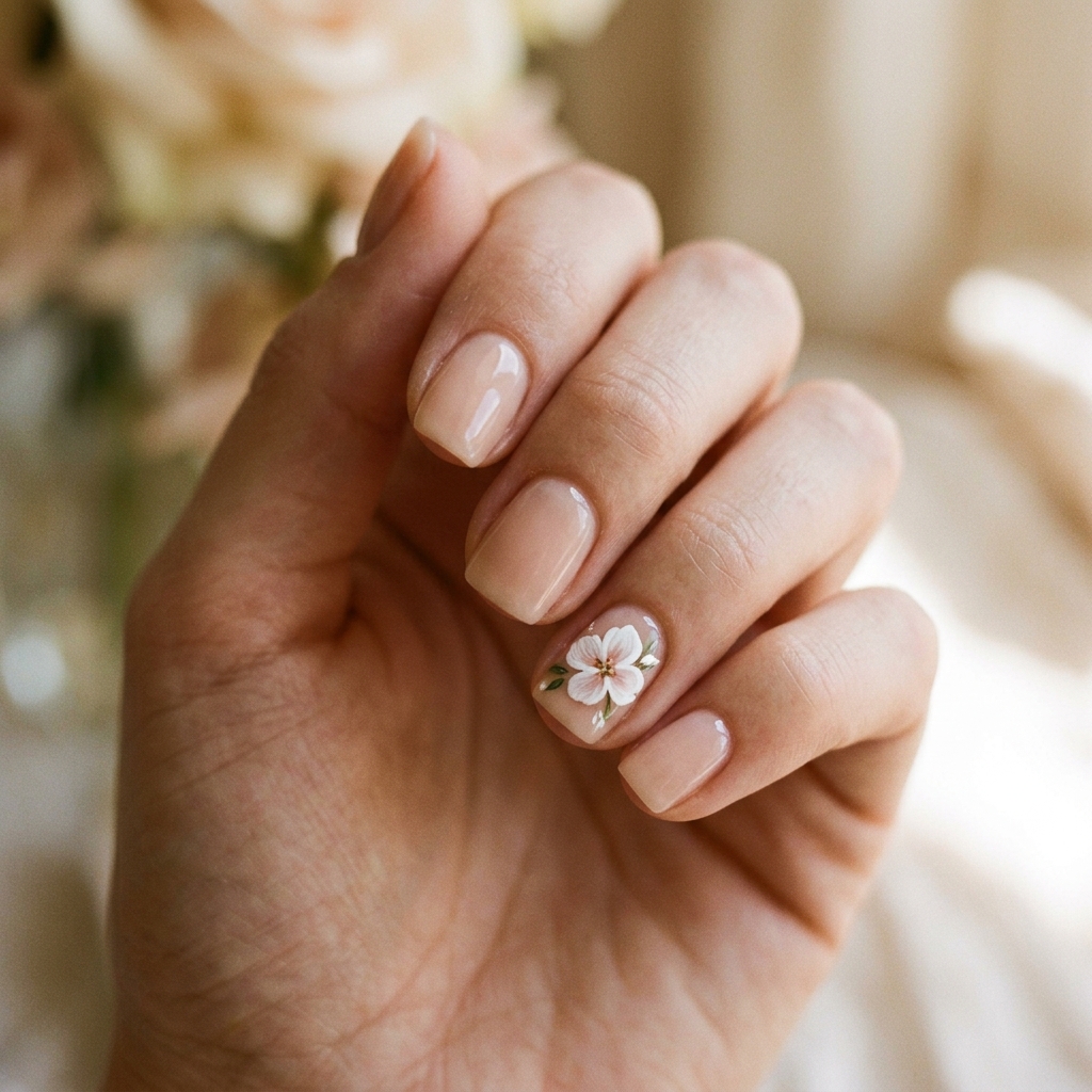 30 Simple Prom Nails Ideas for an Effortlessly Elegant Look 10 Delicate Floral Accent Ideas