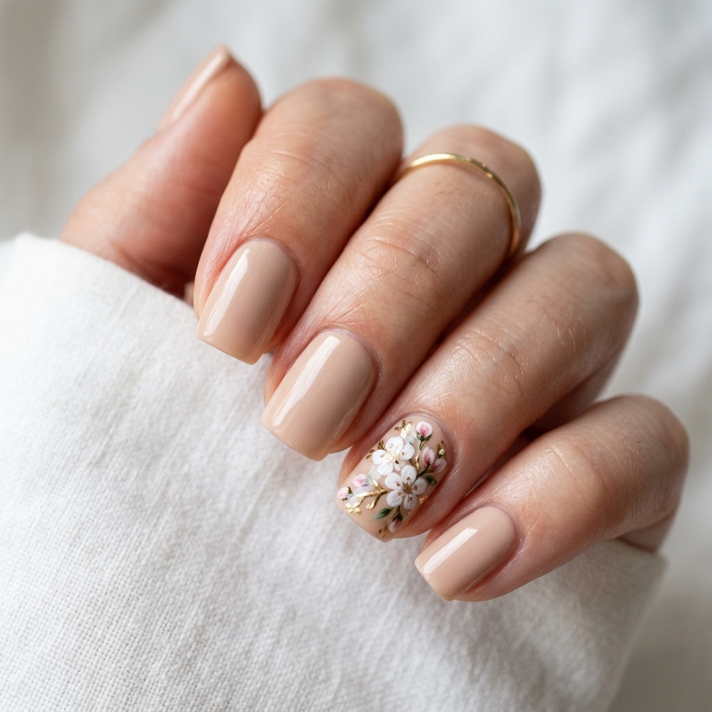 Floral Accent Nail Ideas