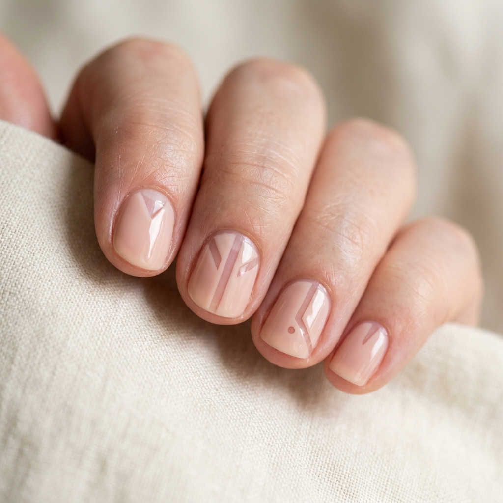 30 Short Round Nails Ideas That Bring Effortless Style to Life 21 Negative Space Short Round Nail Idea