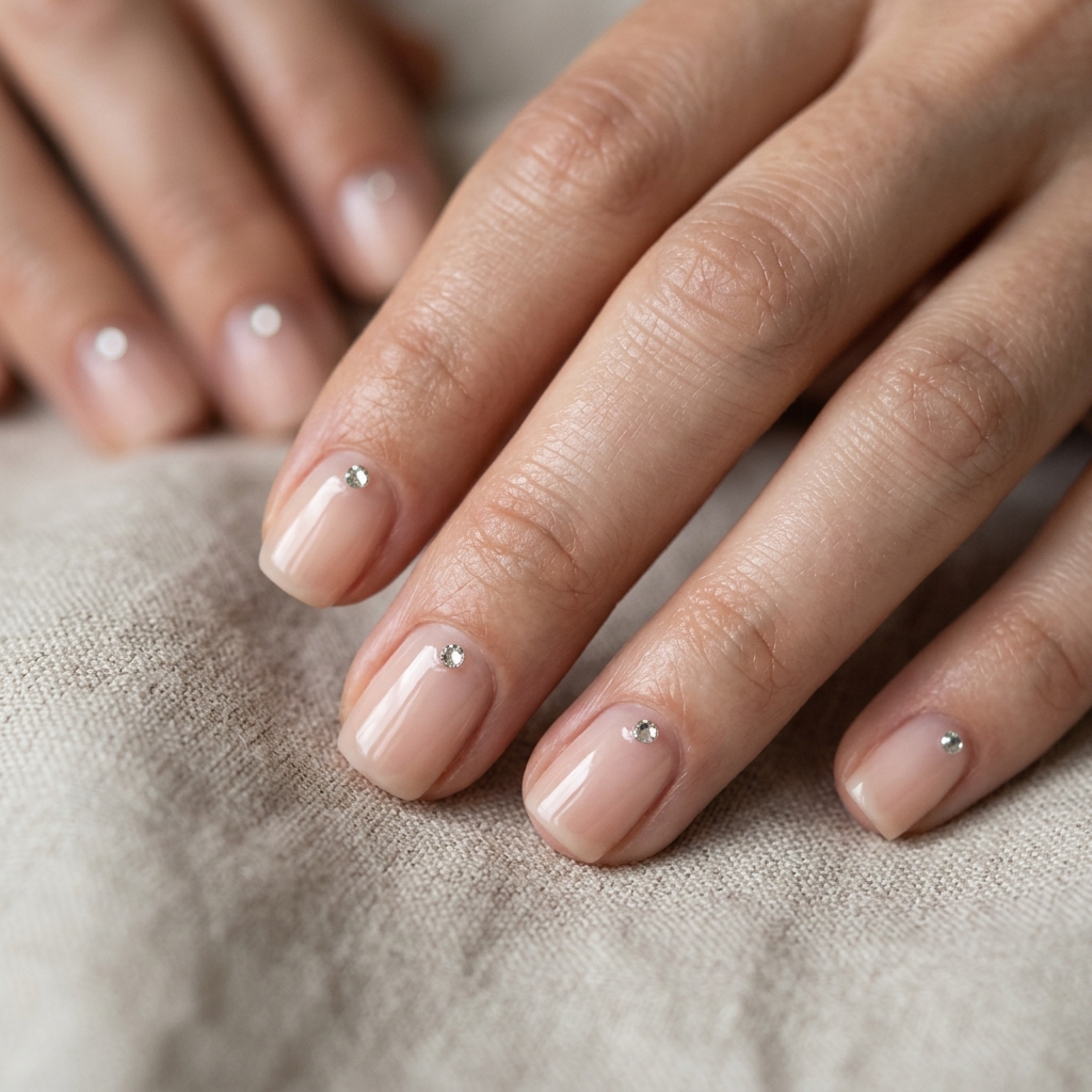 30 Simple Prom Nails Ideas for an Effortlessly Elegant Look 6 Single Rhinestone Accent Ideas