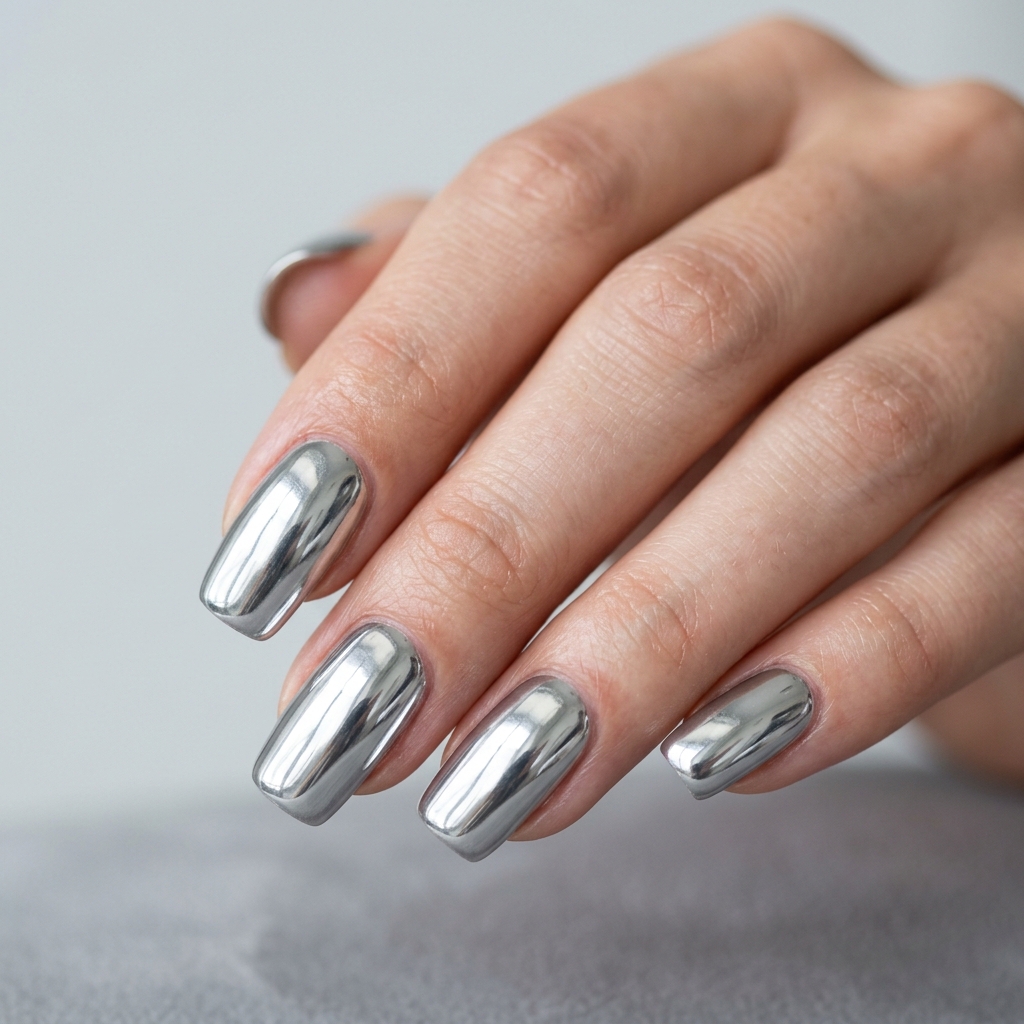 30 Chrome Summer Nails Ideas You'll Want to Try Now 7 Silver Mirror Chrome Summer Nails Ideas