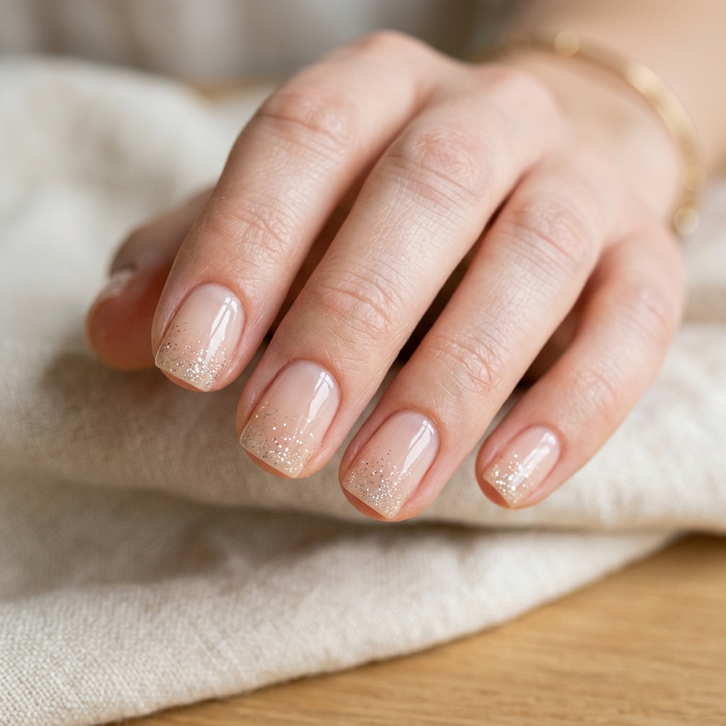 Barely There Glitter cute simple nails Idea