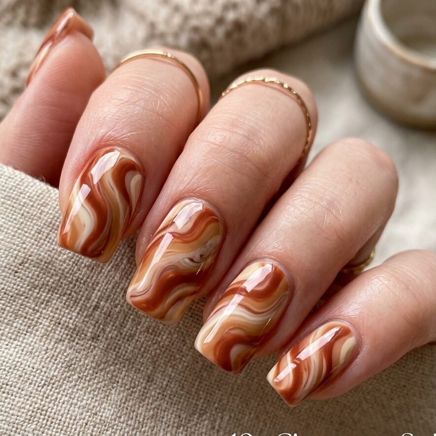 30 Brown Summer Nails Ideas You'll Want to Save 25 Brown and Cream Swirl Nails Idea