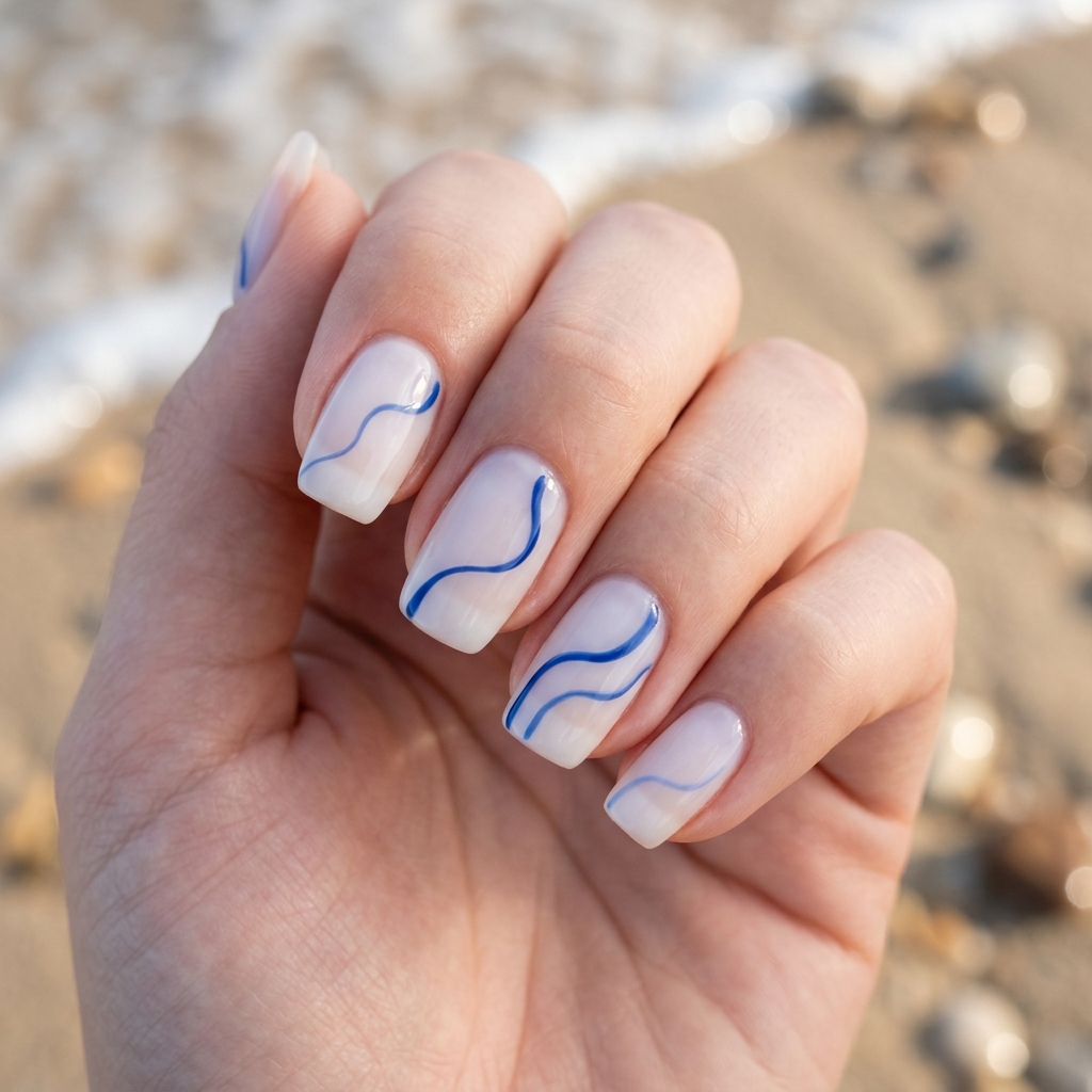 Simple Wave Line Nails Ideas