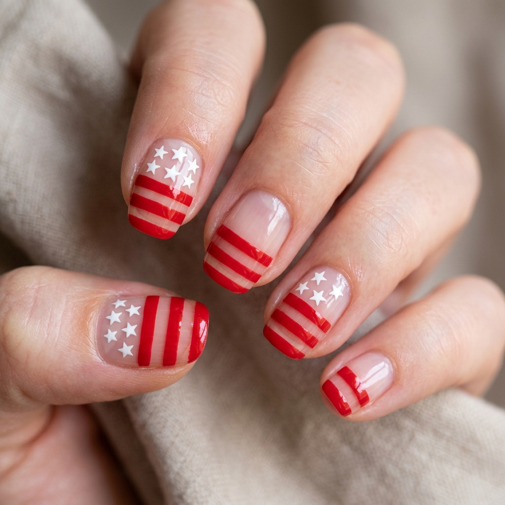 Negative Space Flag Nails Ideas