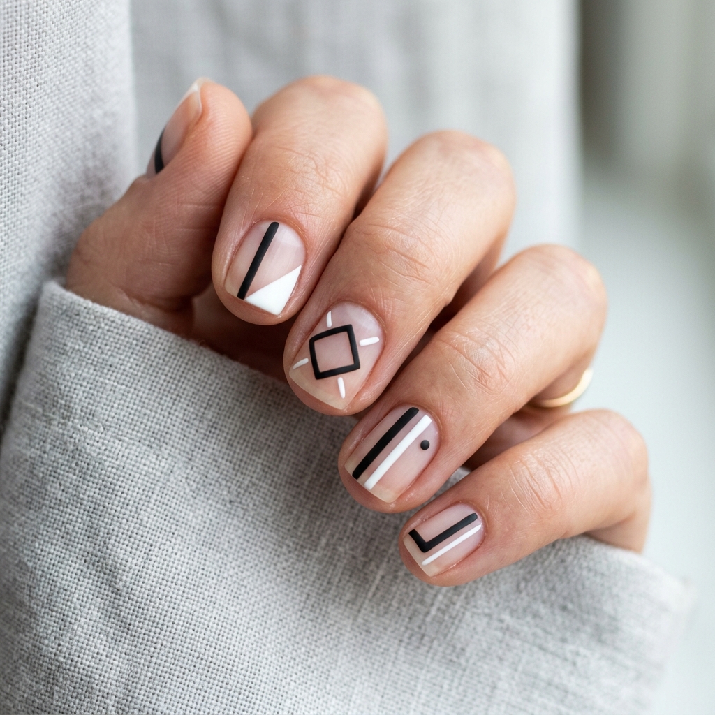 30 Short Natural Nails Ideas to Inspire Your Next Manicure 10 Negative Space Short Natural Nails Idea