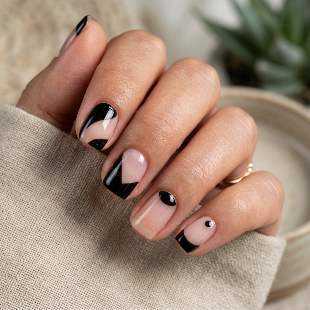 Negative Space Short Gel Nails Ideas