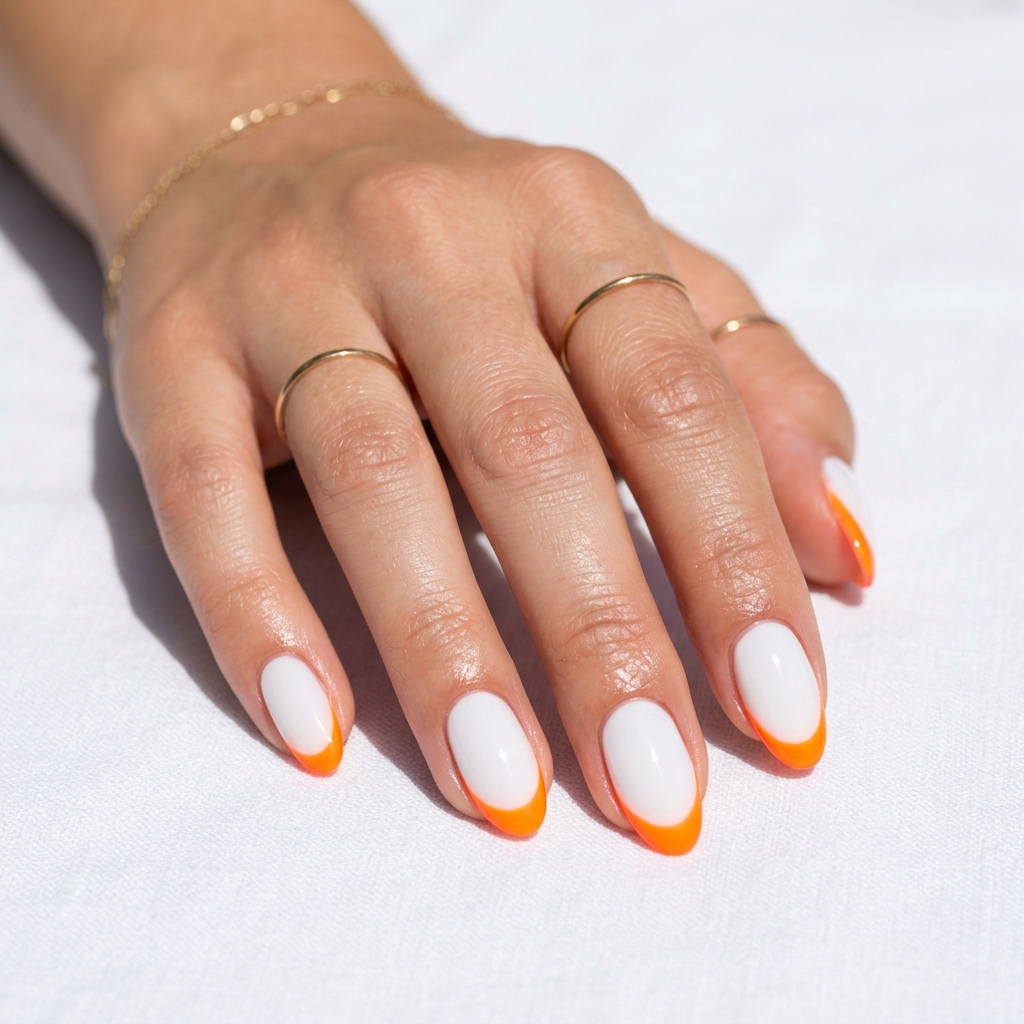 Neon Orange French Tip Nails Ideas