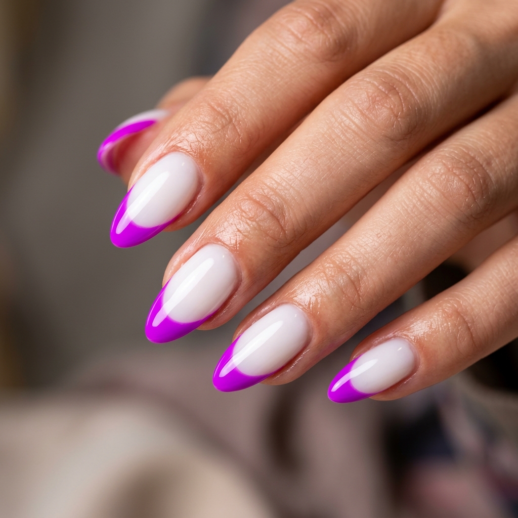 30 Purple French Tip Nails Ideas You'll Want to Save Now 29 Purple Floral French Tip Nails Ideas