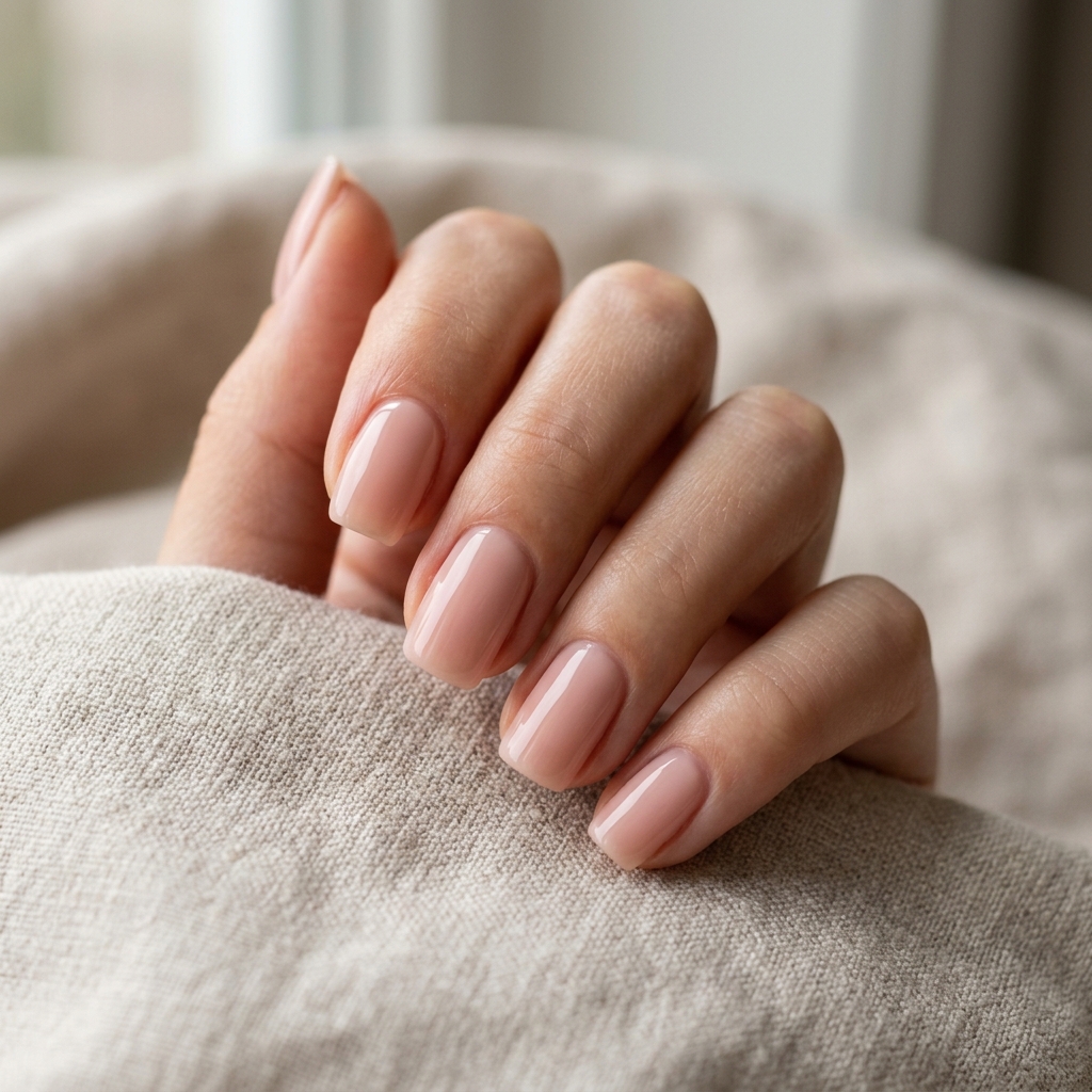 Soft Nude cute simple nails Idea

