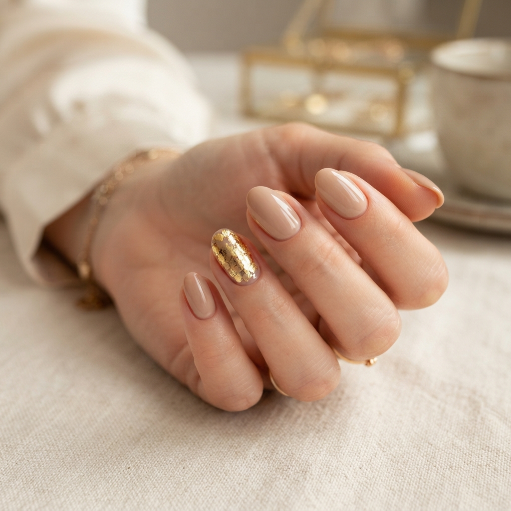 30 short Summer Nails 2025 ideas You'll Want to save Now 15 Metallic Gold Accent Short Summer Nails 2025 Ideas