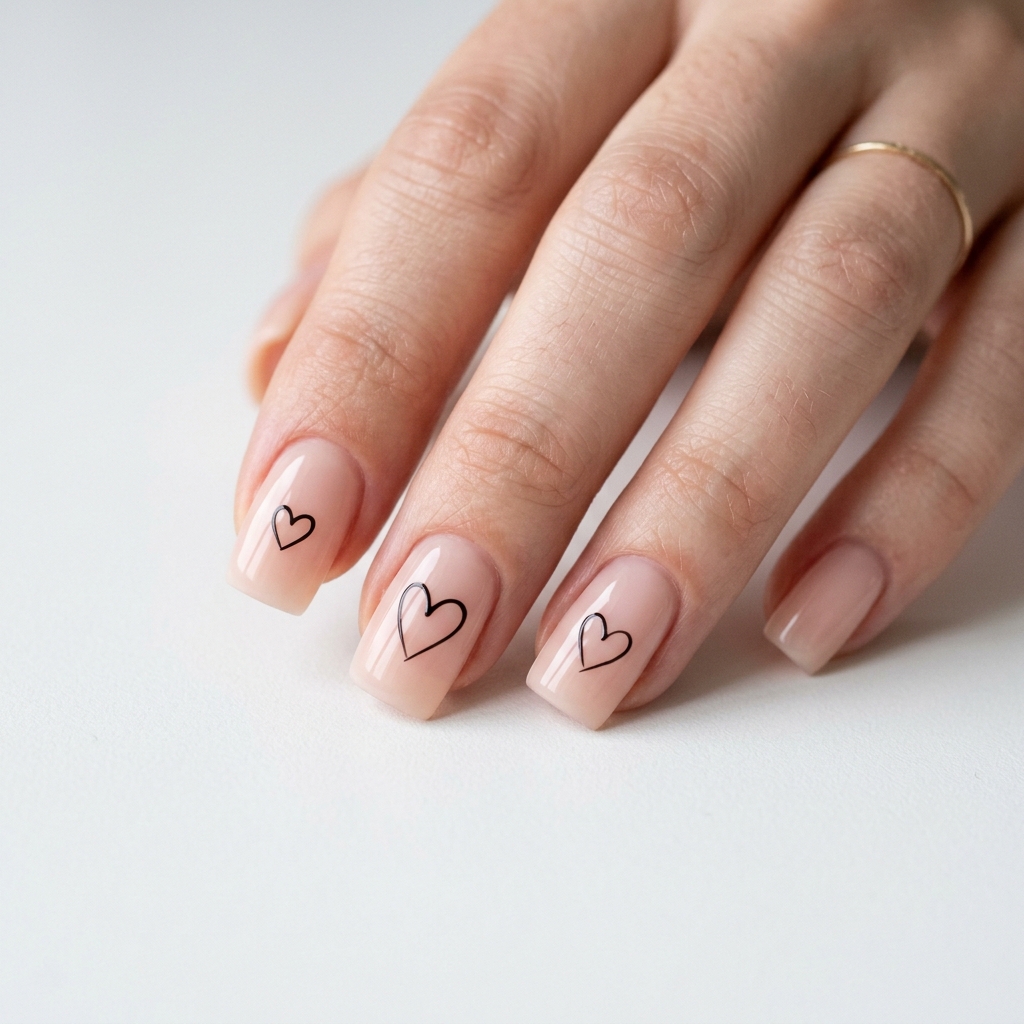 30 Valentines Nails Ideas to Fall in Love With 14 Minimalist Heart Line Nail Ideas