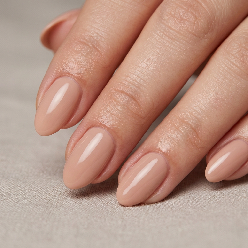Short Almond Nails Ideas: 30 Elegant Ways to Style a Practical Shape 2 Nude Short Almond Nails Idea