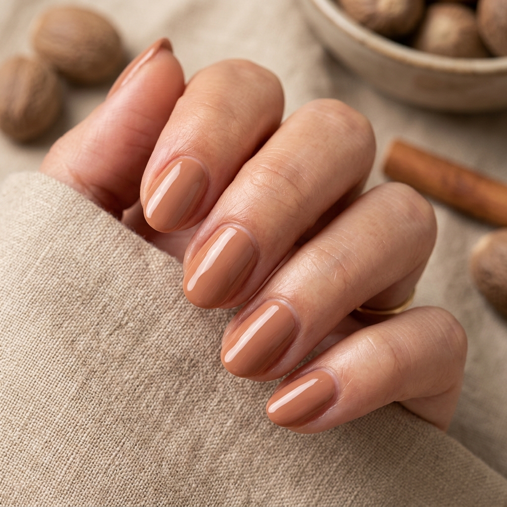 Nutmeg nude nails glossy 202607121854