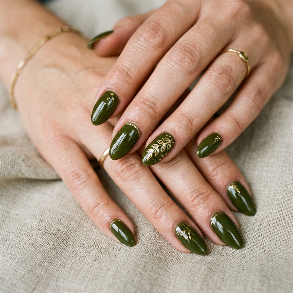 30 November Nails Inspo: Thanksgiving Ready Manicures You'll Love 4 Deep Olive Green Nails Ideas