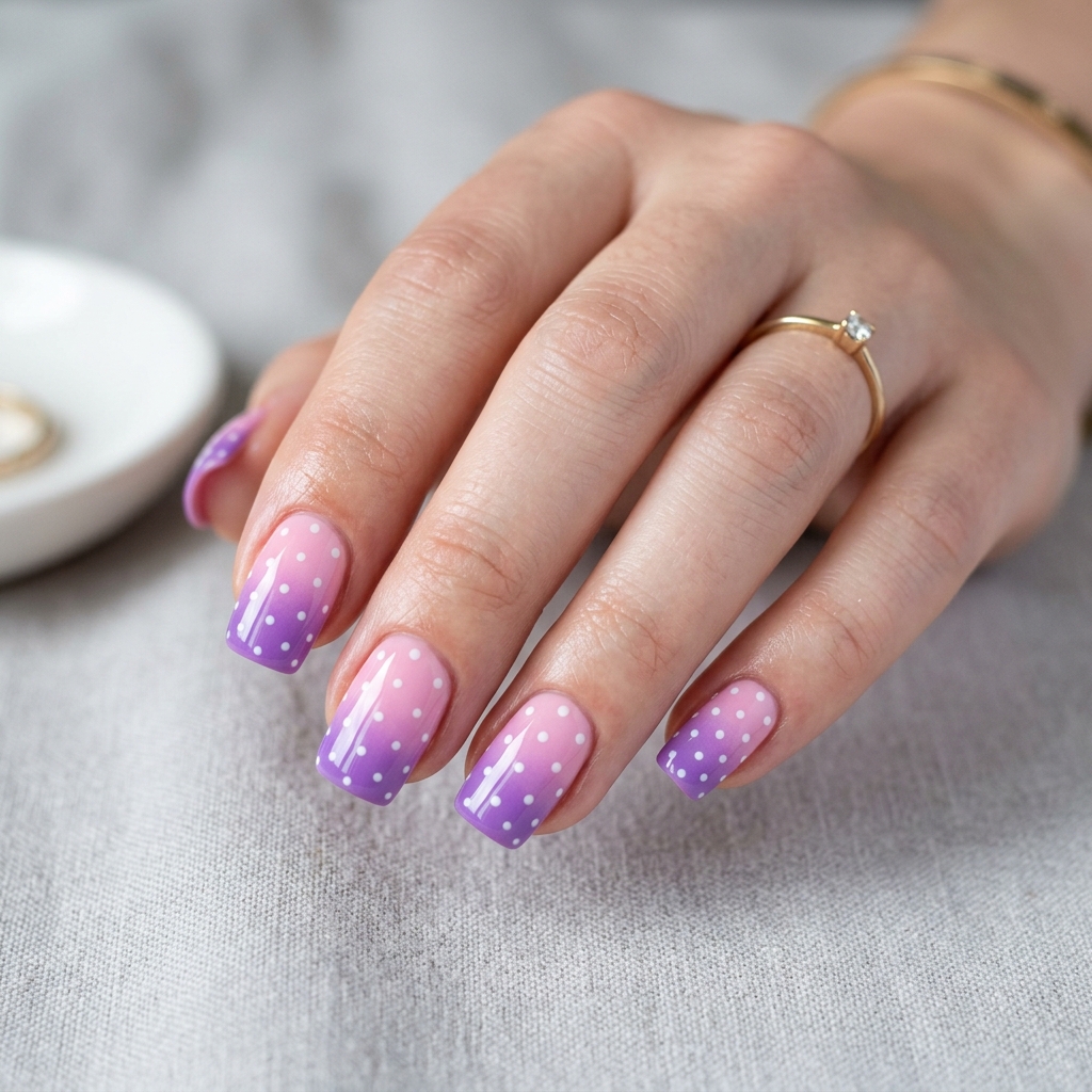 Ombre Polka Dot Nail Idea