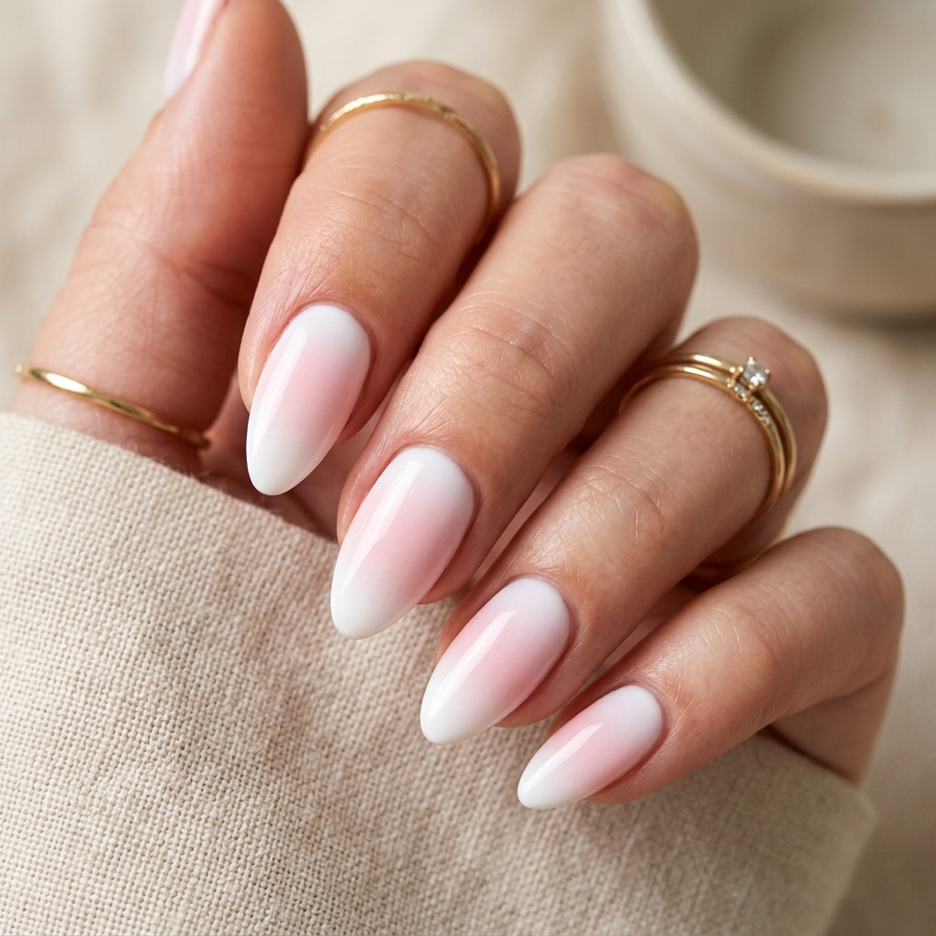 White Almond Nails Ideas: 30 Creative Looks to Inspire Your Next Manicure 13 Ombre White Almond Nails