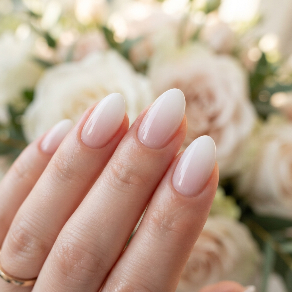 Ombre White French Tip Style Nails Idea