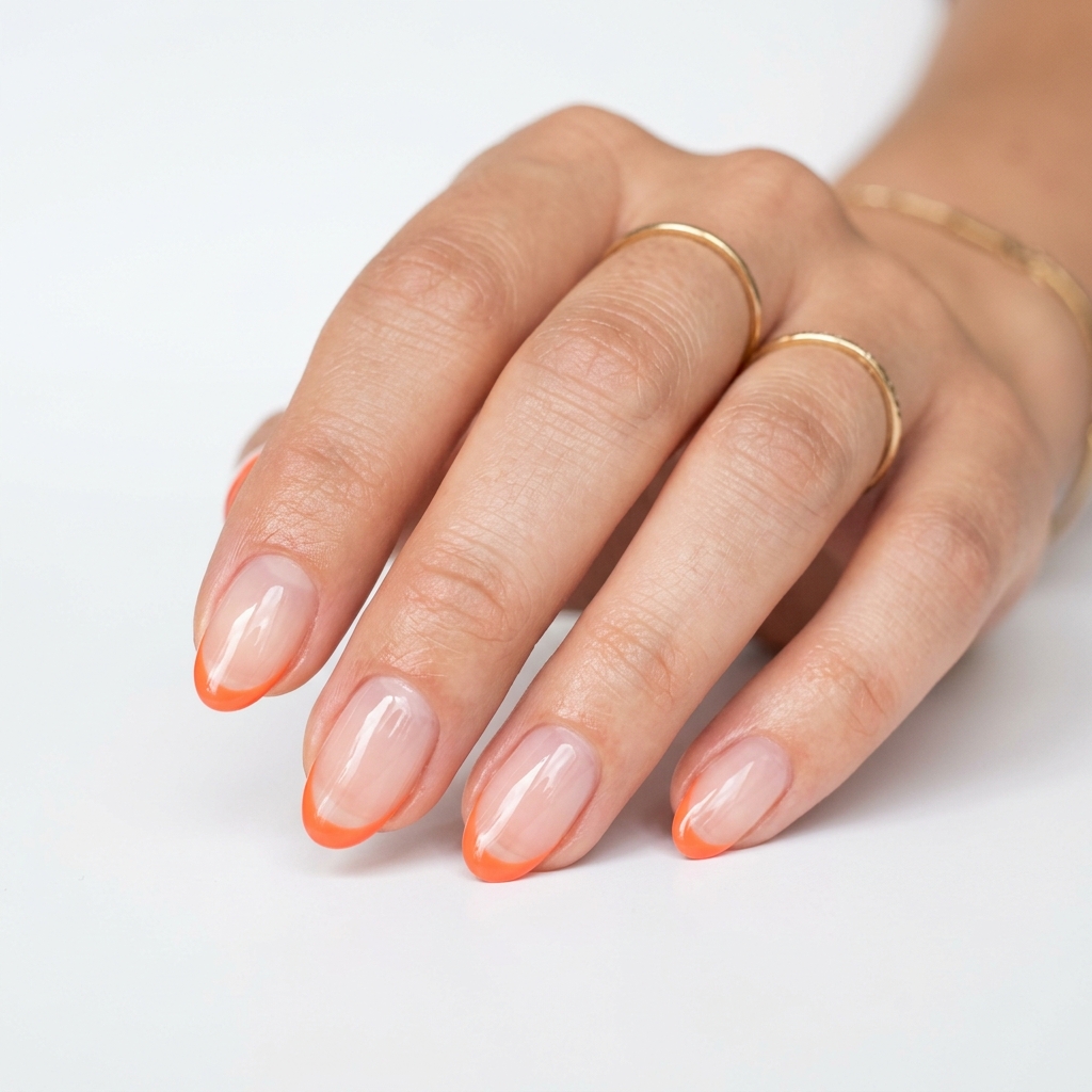 Orange French Tip on Clear Base