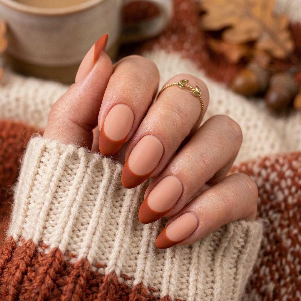 Orange French Tip Nails for Fall