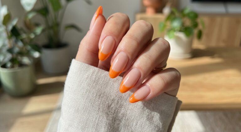 orange french tip nails