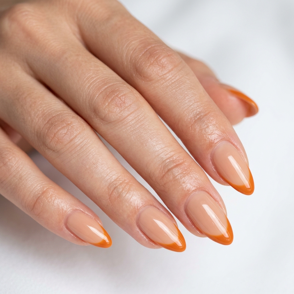 Nude on Orange French Tip Base