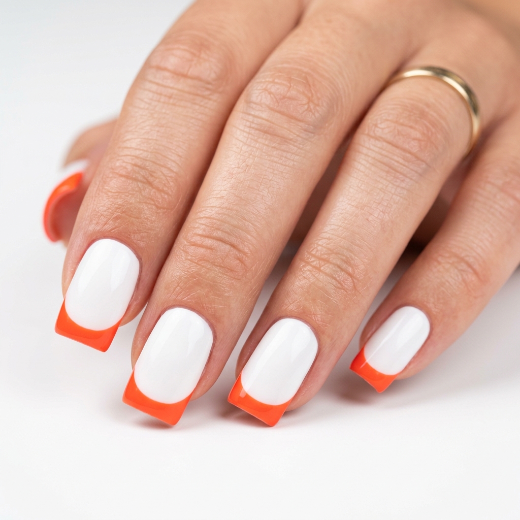 White on Orange French Tip Base