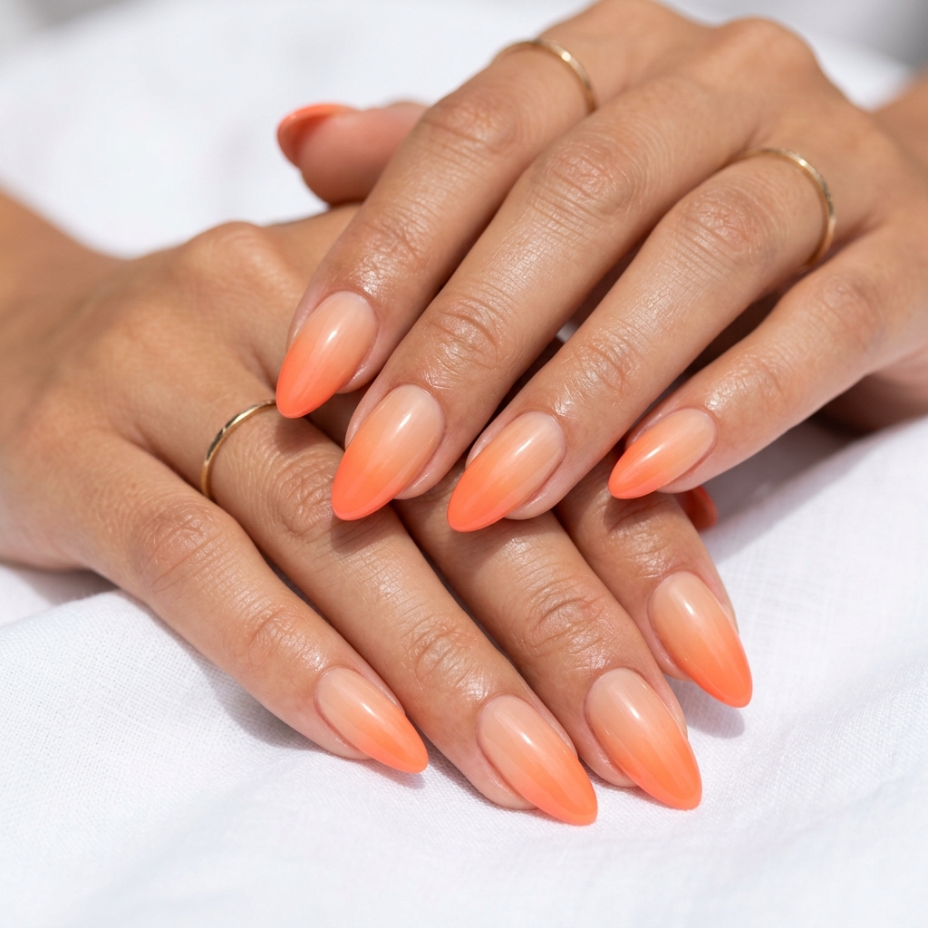 Orange Ombre French Tip Nail Ideas