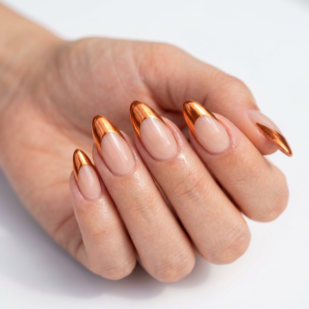 Chrome Orange French Tip Nails Ideas