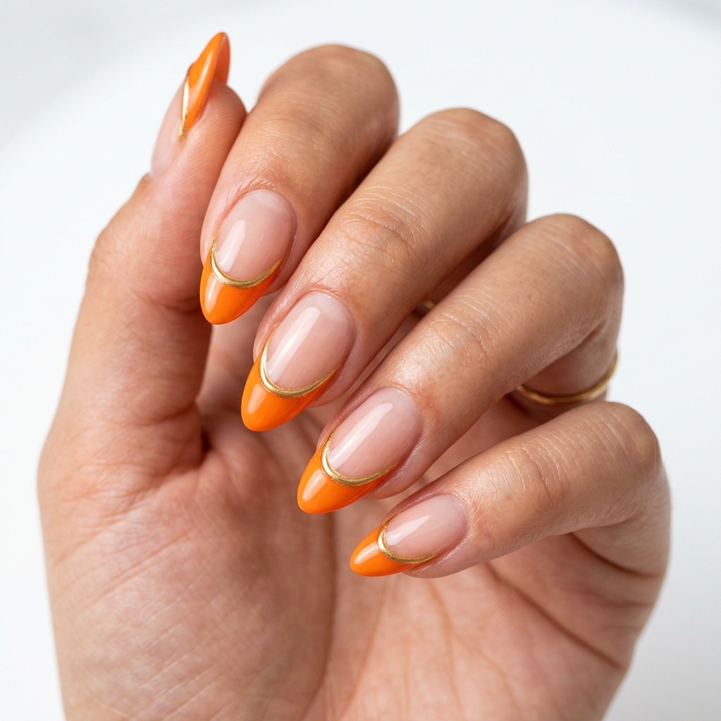 Double Orange French Tip Nail Ideas