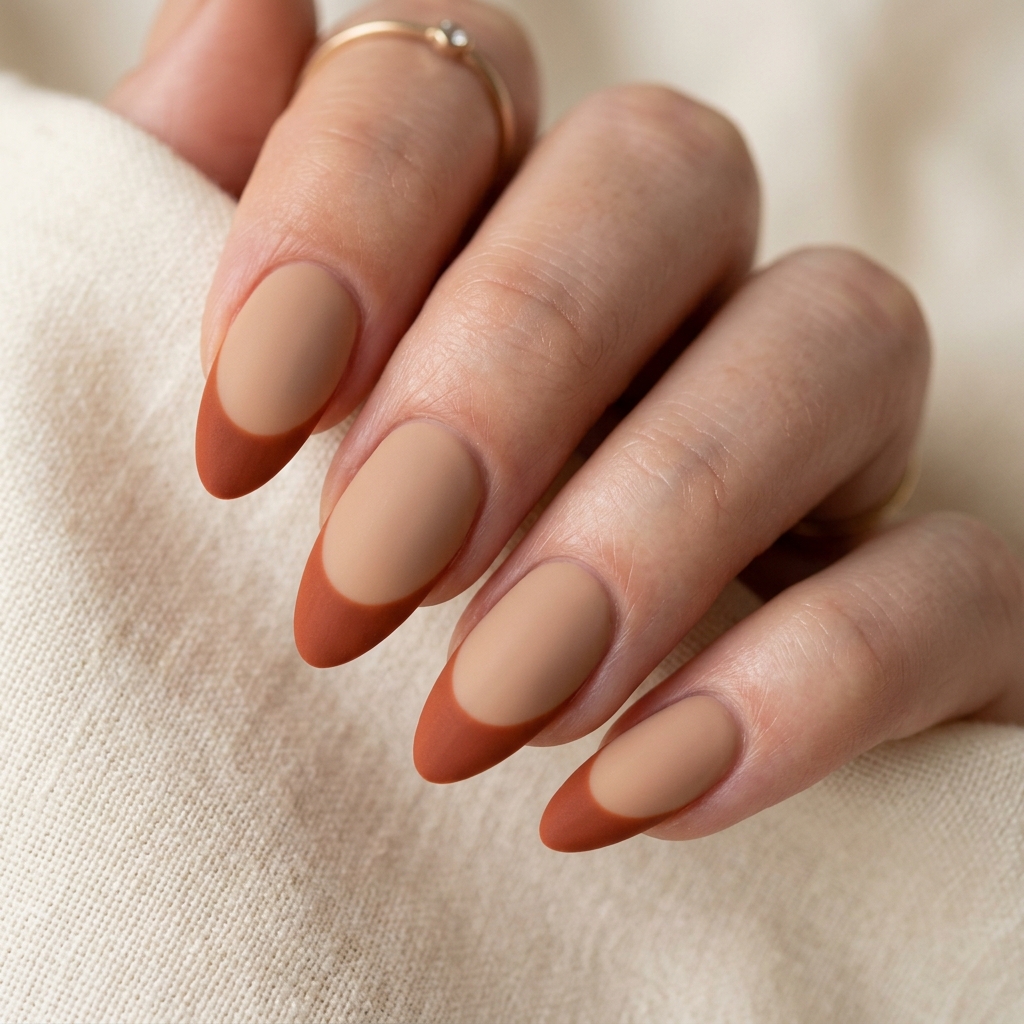 Matte Orange French Tip Nails Ideas